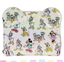 Loungefly Disney Mickey & Friends Classic A/O Print Iridescent Zip Wallet NWT picture
