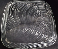 Kromex Vintage Square Glass Swirl Footed Cake/Serving Plate 12.5