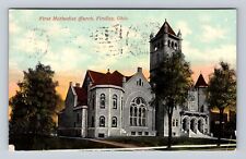 Findlay OH-Ohio, First Methodist Church, Antique Vintage c1910 Souvenir Postcard picture