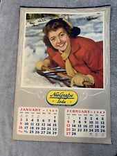 1949 NUGRAPE SODA Hanging Advertising Calendar / NU-GRAPE picture