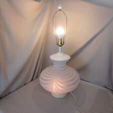 Large MCM Murano Glass Table Lamp, White Swirl Design; Base Lights Too picture