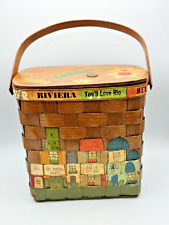 Caro Nan FL Cocoa Beach VTG 1963 Decorative Basket Handbag Purse Village Penny picture