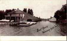 EARLY 1900'S. BOAT HOUSE. WINONA LAKE, INDIANA. POSTCARD SL4 picture