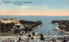FL~FLORIDA~MIAMI~BIRDSEYE VIEW OF MOUTH OF MIAMI RIVER~MAILED 1914 (CREASED) picture