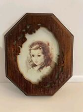 Vtg British Registered Design Ornate Octagon 4x4 Faux Wood Picture Frame W/Box picture