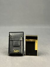 S.T. Dupont Line 2 Black Lacquer & Gold Trim Dual Flame Lighter w/Leather Case picture