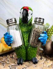 Ebros Tropical Rainforest Green Military Macaw Parrot Salt Pepper Shakers Holder picture