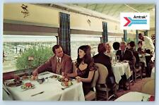 c1950's Amtrak Deluxe Dining Car Feature Superb Service Passenger Train Postcard picture