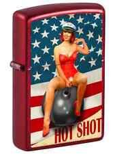 Zippo 8171, Noseart Pinup Girl, Hot Shot, Candy Apple Red Finish Lighter, NEW picture