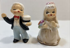 Vintage 1050s BRIDE & GROOM Candle Holders Japan As Is picture