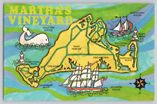 'GREETINGS FROM' POSTCARD 1940'S - Martha's Vineyard picture