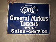 Porcelain GMC enamel Sign 24 X 18 Inches picture
