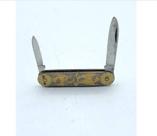 Vintage, Two Blade, Small, Brown, Pocket Knife, With Floral Design, Unique  picture