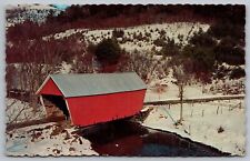 East Bethel Vermont Covered Bridge Scenic Winter View Chrome Cancel WOB Postcard picture