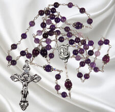 Unbreakable Catholic Rosary Handmade, Amethyst Gemstones, February Birthstone picture