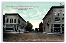 PORTLAND, IN Postcard-  CORNER WALNUT AND MERIDIAN STREET SHOWING FIRST NATIONAL picture
