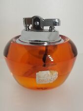 Vintage Viking Glass * Persimmon / Orange Glass Table Lighter w Label picture