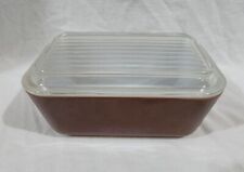 Vintage Pyrex 502 Old Orchard Brown 1-1/2 Pint Medium Refrigerator Dish with Lid picture