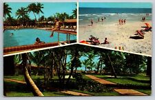 Miami Florida Silver Sands Oceanfront Motel Multi View Postcard picture