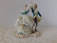 STUNNING MULLER VOLKSTEDT IRISH DRESDEN FIGURE PORCELAIN LACE - COUPLE DANCING picture