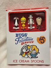 Bugs' Fountain Service Ice Cream Spoons Vintage Warner Bros 1990's.  *Bonus Mug* picture