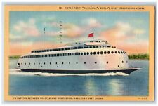 1939 Motor Ferry Kalakala Streamlined Vessel Puget Sound Washington WA Postcard picture