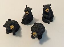 Tiny black bears set of 4 resin different poses wildlife camping decorative  picture