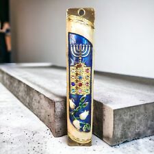 Enamel Door Mezuzah Decorated Case with Menorah Hoshen 12 Tribes Jerusalem 5