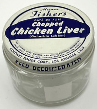 Vintage Mama Fisher’s Chopped Chicken Livers Jar Pate 7.5 oz California  picture