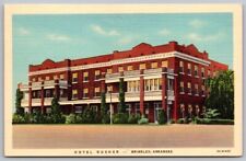 Arkansas Brinkley Hotel Rusher Street View Broadway American Linen VTG Postcard picture
