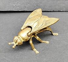 Vintage Brass Fly Ashtray Trinket Box Hinged Wing Lid 1950's MCM  picture