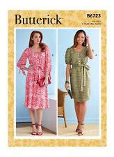 Butterick Pattern B6723 Buttoned Dress Sleeve Options Tie Belt Size 16-26 Uncut picture