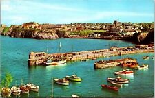 North Wales England Harbor Boats Scenic Coastal Landscape Chrome Postcard picture
