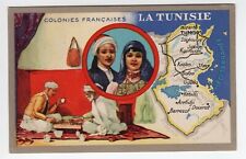 FRANCE FRENCH COLONY TUNISIA BLACK LION 1930'S COLORFUL TRADE CARD  picture