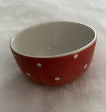 vintage scandinavian Demitasse Sugar Bowl 2”tall 3.75” Diameter Red White Dot picture