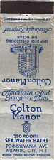 Colton Manor, 250 Rooms, Atlantic City, New Jersey Vintage Matchbook Cover picture