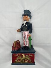 Vintage Uncle Sam Metal Cast Iron Working Mechanical Coin Bank picture