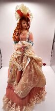 Vtg Peach Lavender Victorian Tassel Doll w Long Train & Stand Popular Creations picture