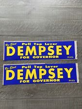1950s Lot of 2 Re-Elect Dempsey for Governor Connecticut Vintage Bumper Stickers picture