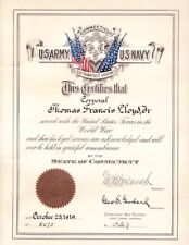 1919 Certificate of Service in World War 1 | Original | Issued by CT | #8075 picture
