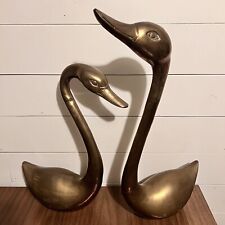 Vintage Extra Large Brass Swan Statues Set of 2 Made In Korea 25