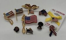 Lot Of 10 Vintage United States Flag Lapel/hat Pins 4 are More Formal In Design picture