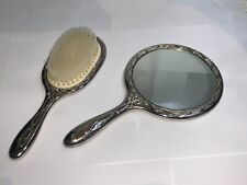 VINTAGE SOLID HAND MIRROR AND HAIRBRUSH - AU STOCK  picture