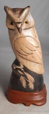 Unique Vintage 7.5” OWL Hand Carved Water Buffalo Horn  picture