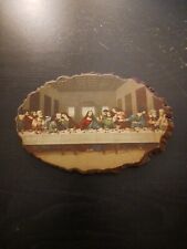Vintage Art The Last Supper on live edge wood hanging art 10x7 picture