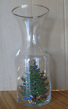 Cuthbertson Christmas Tree Glass Carafe Gold Trim 8 In  picture