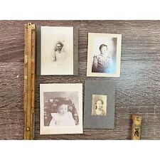 Lot of 4 Antique 1900s-1920s Victorian Baby Women Black And White Cabinet Cards picture
