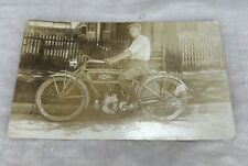 RPPC Motorcycle Excelsior Auto Cycle Broadside Post Card Man Unsent picture