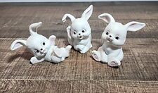 Vintage Bisque Playful Homco #1458 White Bunny Rabbit Easter Figurines Lot of 3 picture