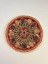 Vintage Bohemian Circular Woven Trivet/Hot Plate Holder picture
